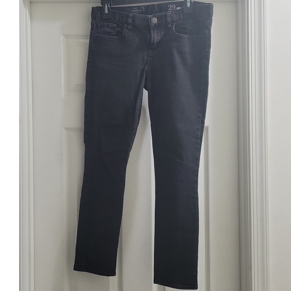 J.Crew Toothpick Skinny Jeans Black Denim Size 29 Regular Women's